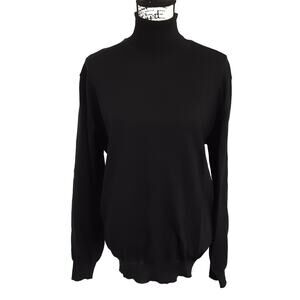 Angelo Litrico 100% Wool Black Turtleneck Sweater Woolmark Womens XL Minimalist